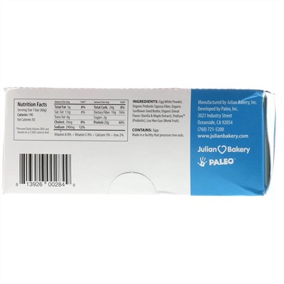 Julian Bakery, PALEO Protein Bar, Glazed Donut, 12 Bars, 2.12 oz (60 g) Each