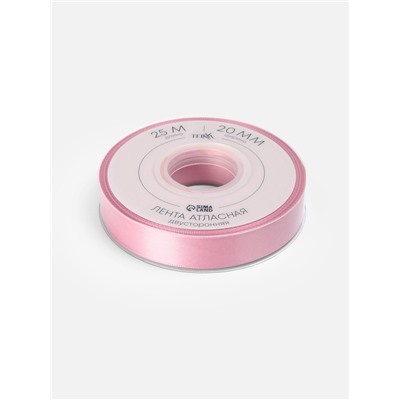Лента атласная TEIRA, двухсторонняя, 20 мм, 25±1 м, розовая №158
