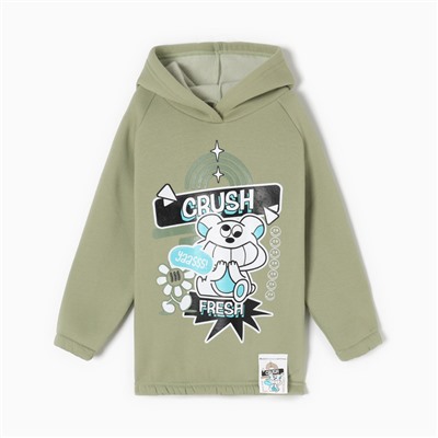 Толстовка (худи) детская MINAKU: CRUSH, оливковая, рост 104 см