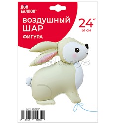 Шар 3D (24''/61 см) Фигура, Лесной Зайка, Кремовый, Сатин, 1 шт. в уп.