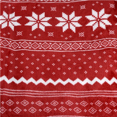 Плед флисовый 150х200 см Красный с белыми снежинками / GP611-4 /уп 100/ 696142 новогодний