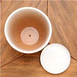 Горшок для цветов «Степь», керамический, с поддоном, 7.3 л, белый с бежевой полосой