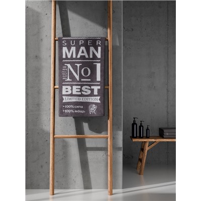 Полотенце махровое Этель Super man, 70×130 см, 100% хлопок, 420 г/м², серое