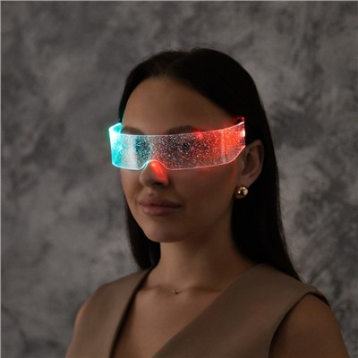 Светодиодные очки «Сияние», 14.5×4.5×18 см, батарейки CR2032×2 (в комплекте), 3 режима, свечение RGB