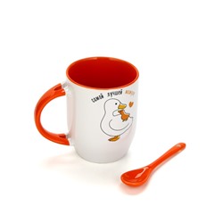 Кружка с ложкой керамическая «Самой лучшей мамуле», 350 мл