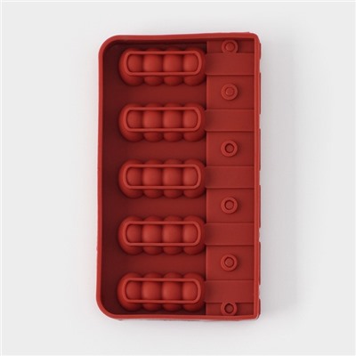 Форма для леденцов «Батончик», силикон, 19×11×2 см, 5 ячеек (6×2.6 см), МИКС