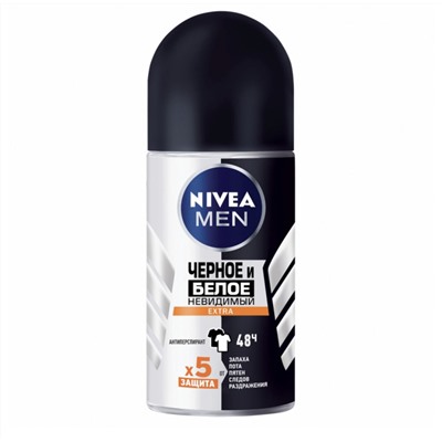 Дезодорант Шариковый NIVEA MEN Антиперспирант Невидимый на черном и белом Extra/ Fresh 50 мл (85392/85970)