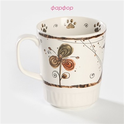Кружка Доляна «Коты-аристократы», 350 мл, фарфор, белая