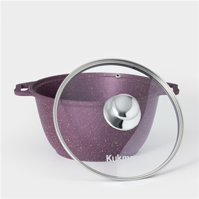 Кастрюля KUKMARA Trendy style, 3 л, d=22 см, h=13.5 см, антипригарное покрытие, стеклянная крышка, литой алюминий, фиолетовая