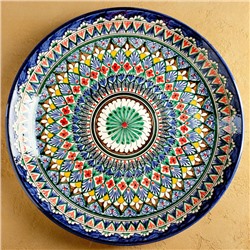 Ляган круглый «Риштан», 36 см, сине-красный орнамент