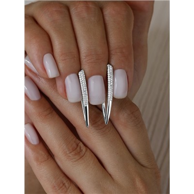 Серьги из серебра с фианитами родированные 925 пробы с-7259р200