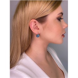 Кольцо из серебра с кристаллами Swarovski голубой родированное 925 пробы 0042к-202