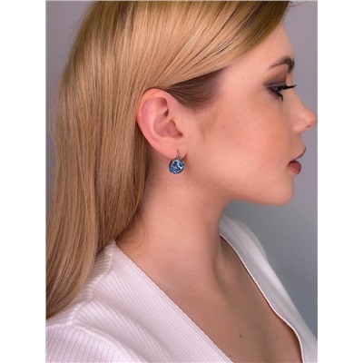 Кольцо из серебра с кристаллами Swarovski голубой родированное 925 пробы 0042к-202