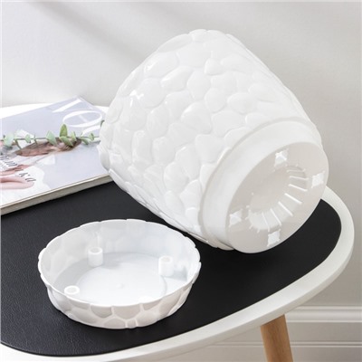 Горшок для цветов с поддоном IDEA «Камни», 4.8 л, пластик, белый