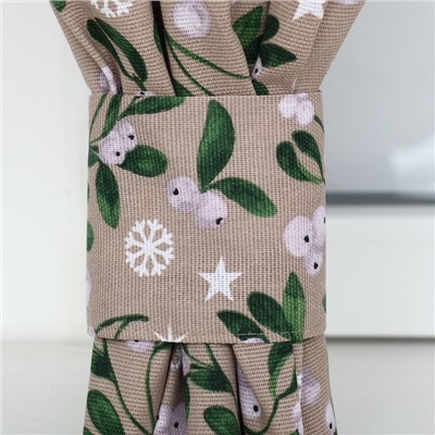 Комплект штор для кухни с подхватами «Доляна» Frosty berries, 2 шт., бежевые, 150×180 см