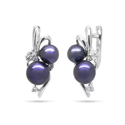 Серьги из серебра жемчуг, С1501ч