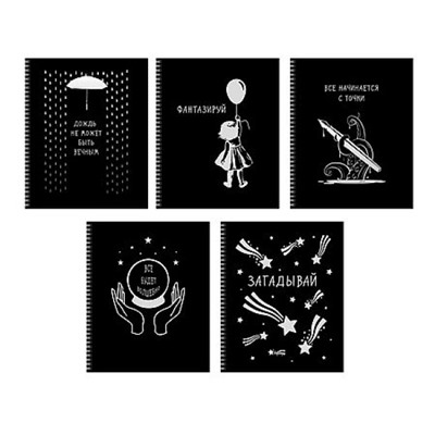 Тетрадь  96л клетка на спирали "Блестящие мысли" ТСФ968571 Listoff