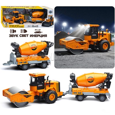 Машина "Асфальтоукладчик" с бетономешалкой (свет, звук) в коробке