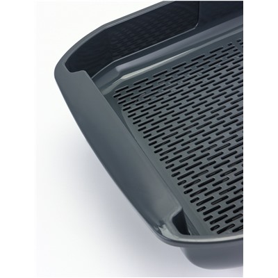 Туалет для кошек Марсель глубокий с сеткой 50×34.5×12 см (полипропилен) серый