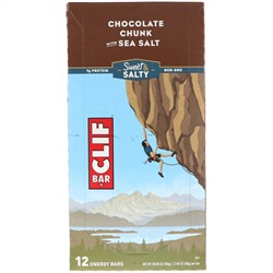 Clif Bar, Energy Bar, Chocolate Chunk with Sea Salt, 12 Bars, 2.40 oz (68 g) Each