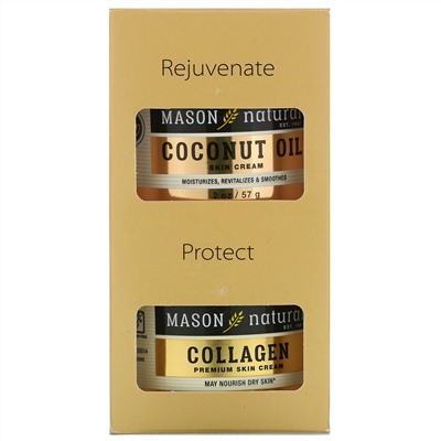 Mason Natural, Coconut Oil Skin Cream + Collagen Premium Skin Cream, 2 Pack, 2 oz (57 g) Each