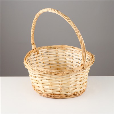 Корзина плетёная для хранения Helgh, из лозы, с ручкой, бежевая, набор 3 шт.