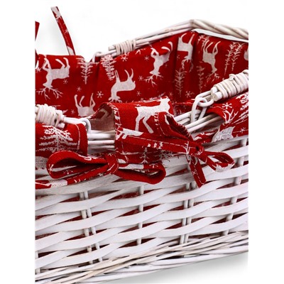 Корзина плетёная для хранения «Новогодняя», 37×28×18 см, ручка h=13 см, белая