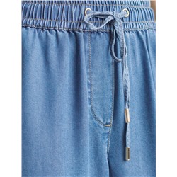 Брюки бананы с поясом на резинке из джинсового лиоцелла