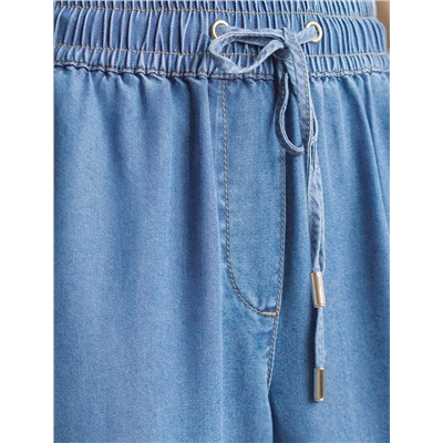 Брюки бананы с поясом на резинке из джинсового лиоцелла