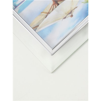 Фоторамка для фото 15×20 см «Серебряный кант», стекло, горизонтальная, выгнутая, прозрачная, 25.5×21 см