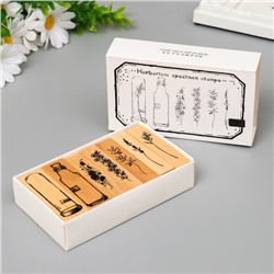 Печать дерево «Цветы и колбы» набор 7 шт. 2.5×7.5×12 см