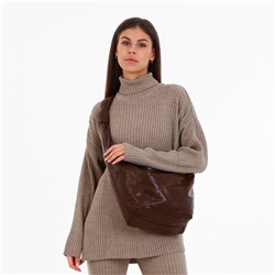 Сумка - мешок женская на молнии, 58×10×31 см, коричневая