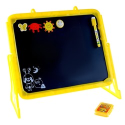 Доска магнитная двухсторонняя, под маркер и мел на подставках (мел, маркер, магниты), МИКС