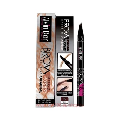 Alvin D`or Лайнер для бровей Brow Tattoo тон 02 Dark brown 0,7мл Р-10