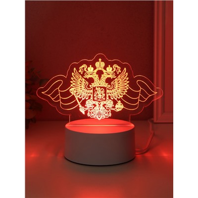 Светильник 3D RISALUX «Герб», LED-ночник, RGB, от сети, 9.5×16×9.9 см