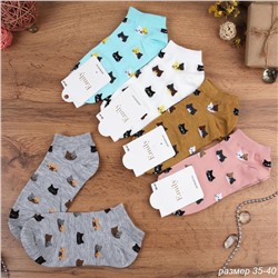 Носки р. 35-40 Кошка короткие / L801 /уп 10/500/1200/ ОДНА ПАРА/ МАРКА