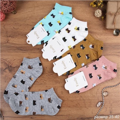 Носки р. 35-40 Кошка короткие / L801 /уп 10/500/1200/ ОДНА ПАРА/ МАРКА