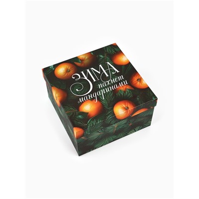 Набор новогодних подарочных коробок 6 в 1 «Яркие мандарины», 10×10×6 - 20×20×11 см
