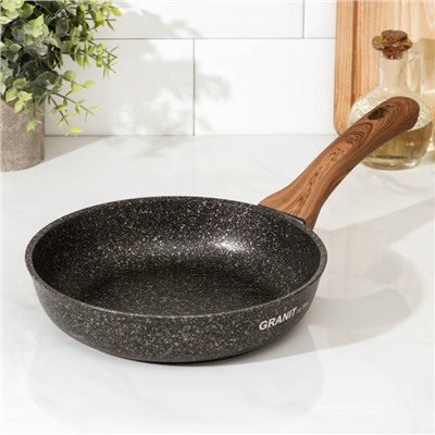 Сковорода KUKMARA Granit Ultra original, d=22 см, пластиковая ручка, антипригарное покрытие, алюминий, тёмно-коричневая