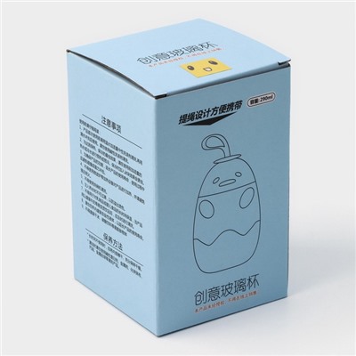 Бутылка для воды «Цыплёнок», 290 мл, в силиконовом чехле, стекло, жёлтая