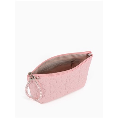 Косметичка женская «Цветочки», на молнии, ручка из бусин, розовая