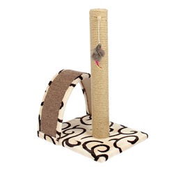 Когтеточка «Столбик» с дугой и игрушкой, 35×30×54 см, микс цветов