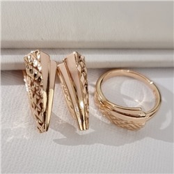 Комплект ювелирной бижутерии коллекция "Дубай" серьги и кольцо 19 р, покрытие позолота, арт.314.894-19