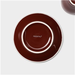 Кофейная пара Magistro Coffee time, чашка 80 мл, блюдце d=12.5 см, фарфор, коричневая