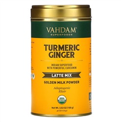 Vahdam Teas, смесь для латте, куркума и имбирь, 100 г (3,53 унции)