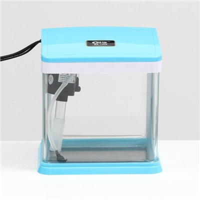 Аквариум SeaStar HX-180F, 3.5 л, в комплекте: LED-лампа, фильтр, синий