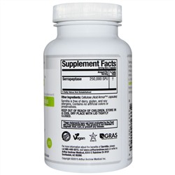 Arthur Andrew Medical, Serretia, чистая серрапептаза, 90 капсул