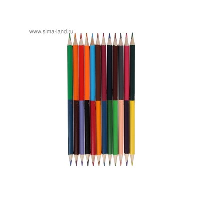 Карандаши Calligrata, цветные, двусторонние, 24 цвета, 12 шт., трёхгранные, деревянные