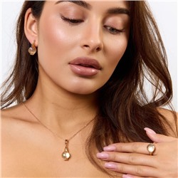 Комплект ювелирной бижутерии коллекция "Дубай" серьги, кулон и кольцо 19 р, покрытие позолота, вставка: кристалл, цвет: шампань, арт.414.199-19