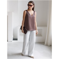 Элегантный топ с V вырезом из струящегося сатина